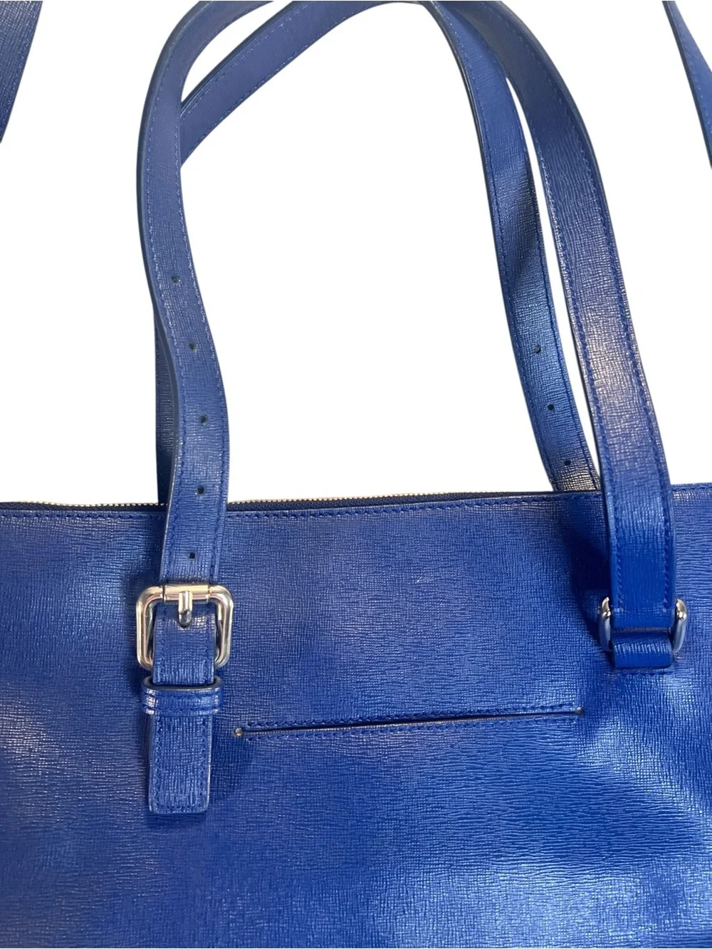 Annamaria's Dark Blue Italian Leather Tote Bag Zippered Detachable Crossbody